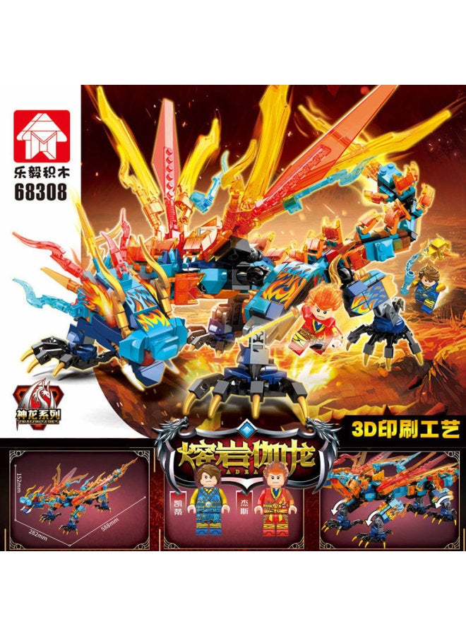 Le Yi 68309 Ninja Dragon Control Canglong Chinese Building Blocks Small Particle Assembled Educational Toys Children's Dragon Model