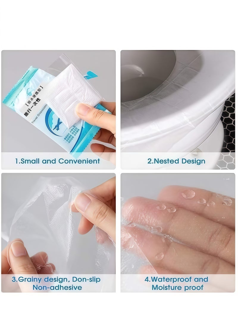 50pcs Thickened Waterproof Disposable Toilet Mat for Business Trips & Travel, Toilet Covers & Mat for Home & Hotel Toilets - Image 5