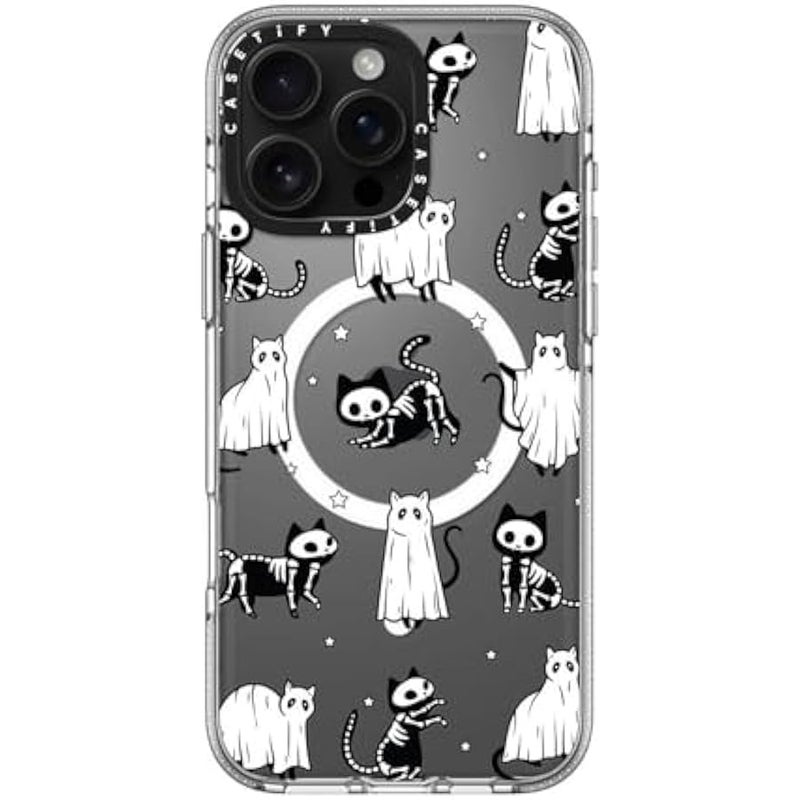 Casetify Clear iPhone 16 Pro Max Case 【Not Yellowing / 6.6 ft. 3X Military Grade Drop Protection/Magsafe】 -  Ghost Cats and Skeleton Cats - Clear - Image 2