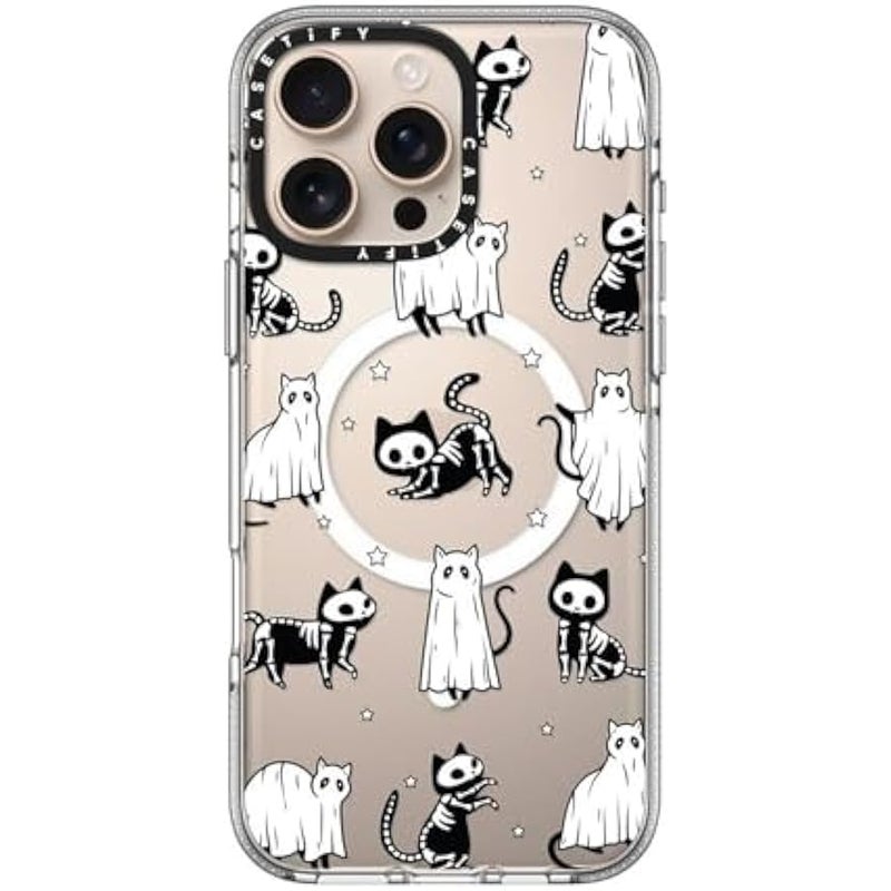 Casetify Clear iPhone 16 Pro Max Case 【Not Yellowing / 6.6 ft. 3X Military Grade Drop Protection/Magsafe】 -  Ghost Cats and Skeleton Cats - Clear - Image 4