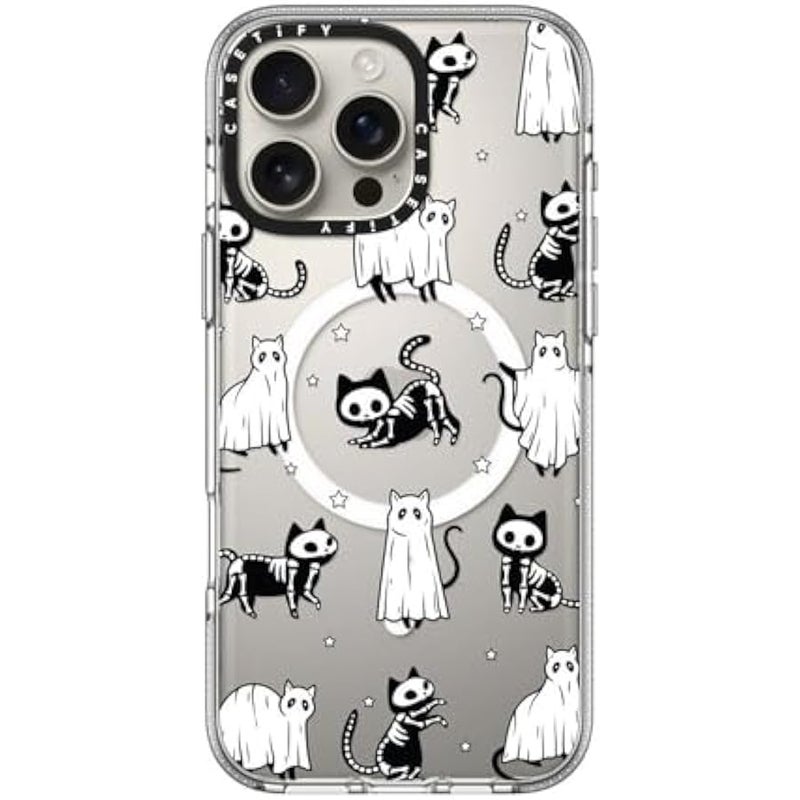 Casetify Clear iPhone 16 Pro Max Case 【Not Yellowing / 6.6 ft. 3X Military Grade Drop Protection/Magsafe】 -  Ghost Cats and Skeleton Cats - Clear - Image 3
