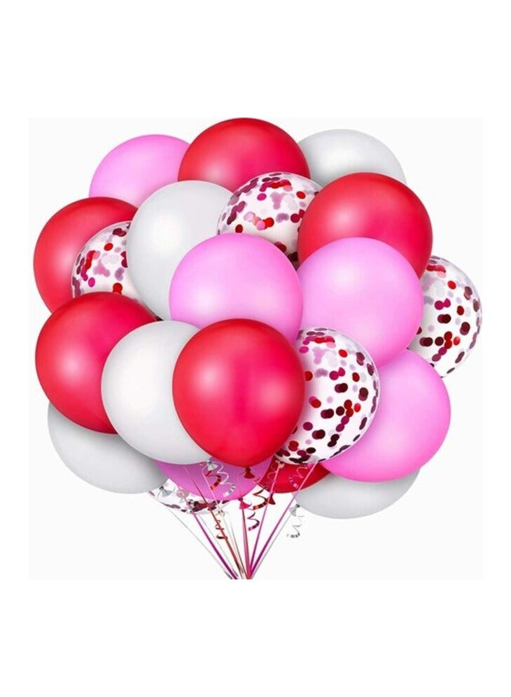 بارتي تايم مجموعة بارتي تايم مكونة من 50 بالونة لاتكس مقاس 12 بوصة لعيد الحب بالونات حمراء ووردية وأبيض وبالونات قصاصات ملونة للحفلات لعيد الحب والذكرى السنوية ومستلزمات حفلات أعياد الميلاد