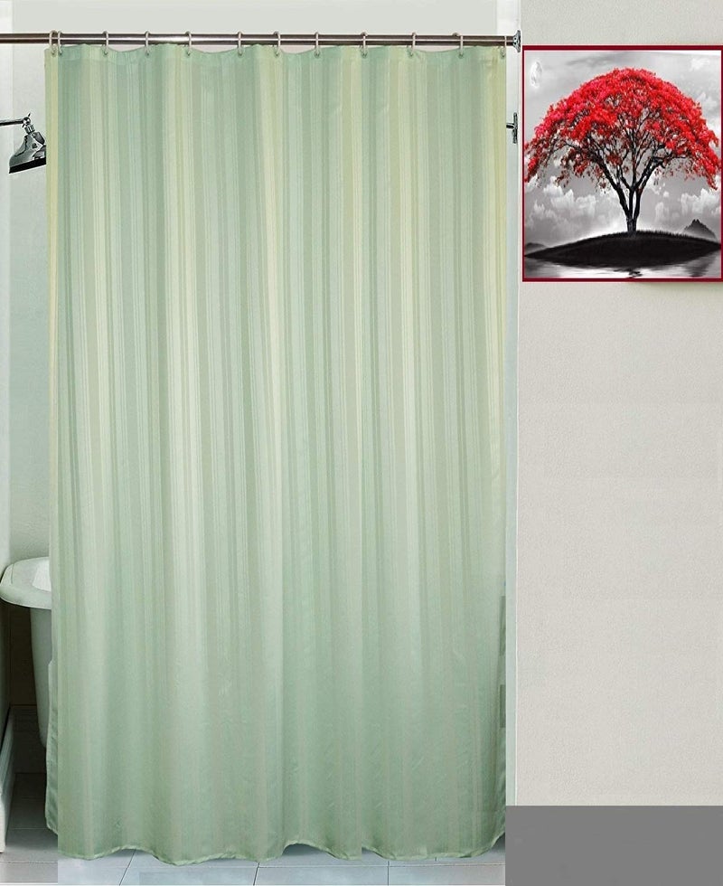 SHAVIN PVC Self Lining Curtain for Bathroom 9 feet Pack of 1 - Green - Image 1