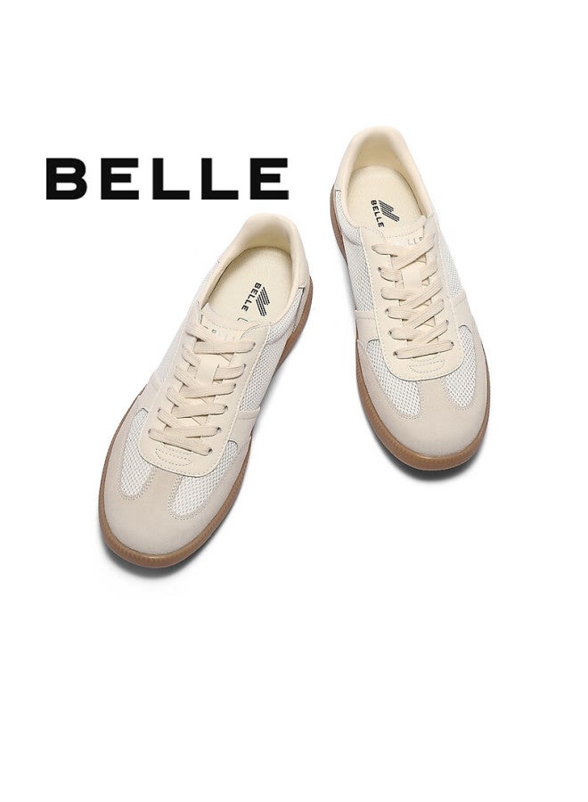 Belle Men's Mesh Casual Sports Sneakers Summer Lightweight Height-increasing Retro German Training Shoes White Gray - Breathable Size 42 - Image 2