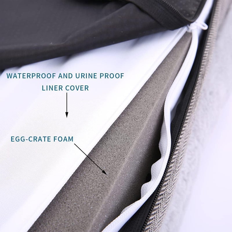 WINDRACING Orthopedic Dog Bed for Large Dogs, Bolster Sides Dogs Sofa Bed with Removable Washable Cover & Non-Skid Bottom, Soft Pet Bed with Egg Foam Dog Couch for Sleeping, 36 x 23 Inch, Gray - Image 2