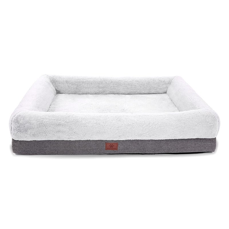 WINDRACING Orthopedic Dog Bed for Large Dogs, Bolster Sides Dogs Sofa Bed with Removable Washable Cover & Non-Skid Bottom, Soft Pet Bed with Egg Foam Dog Couch for Sleeping, 36 x 23 Inch, Gray - Image 1