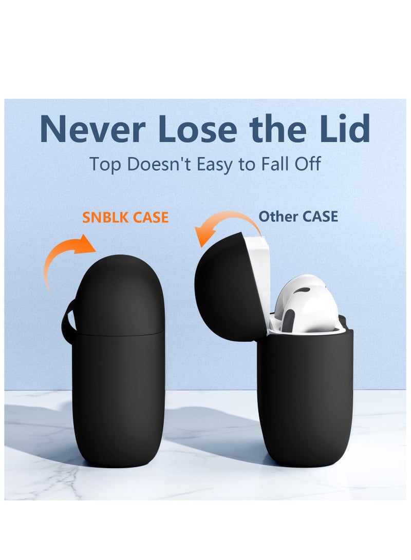AirPods 3 Case Cover with Keychain Full Body Protective Shockproof Cute Soft Silicone Compatible with Airpods 3rd Generation Case for Women Men Front LED Visible Black - Image 3
