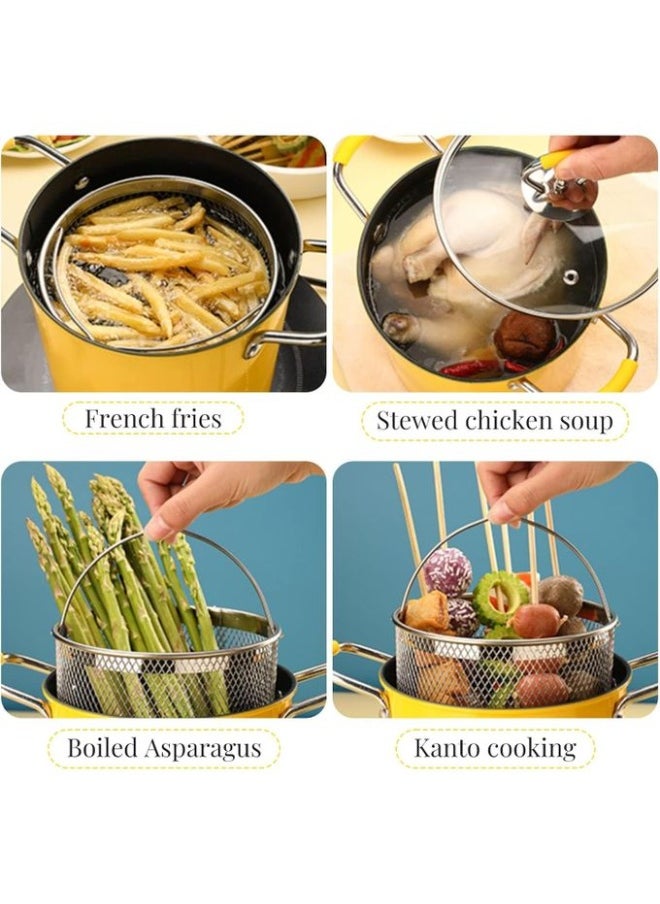 3L Deep Fryer Pot with Handle, Lid & Strainer – Non-Stick Oil Frying Pan
