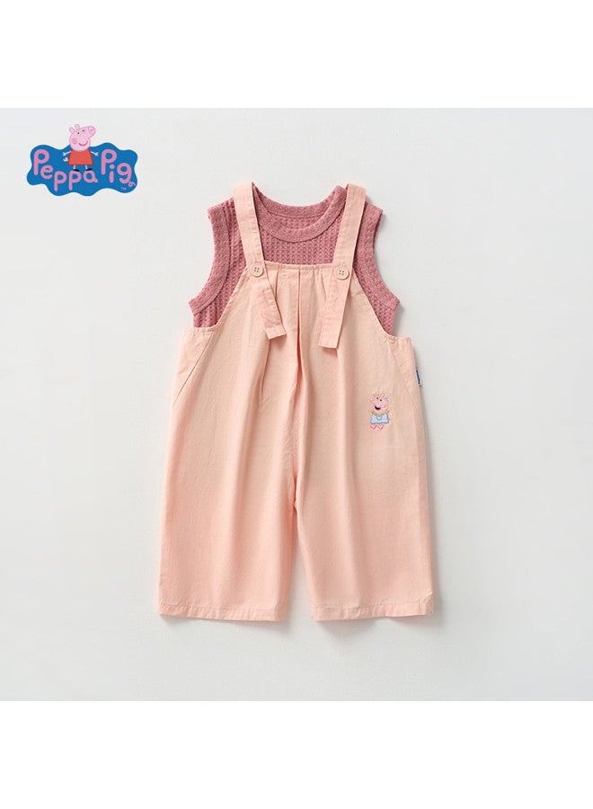 Peppa Pig طقم أطفال صيفي رقيق بلا أكمام تي شيرت سترة بأكمام قصيرة لجينز الفتيات الصغيرات - Image 2