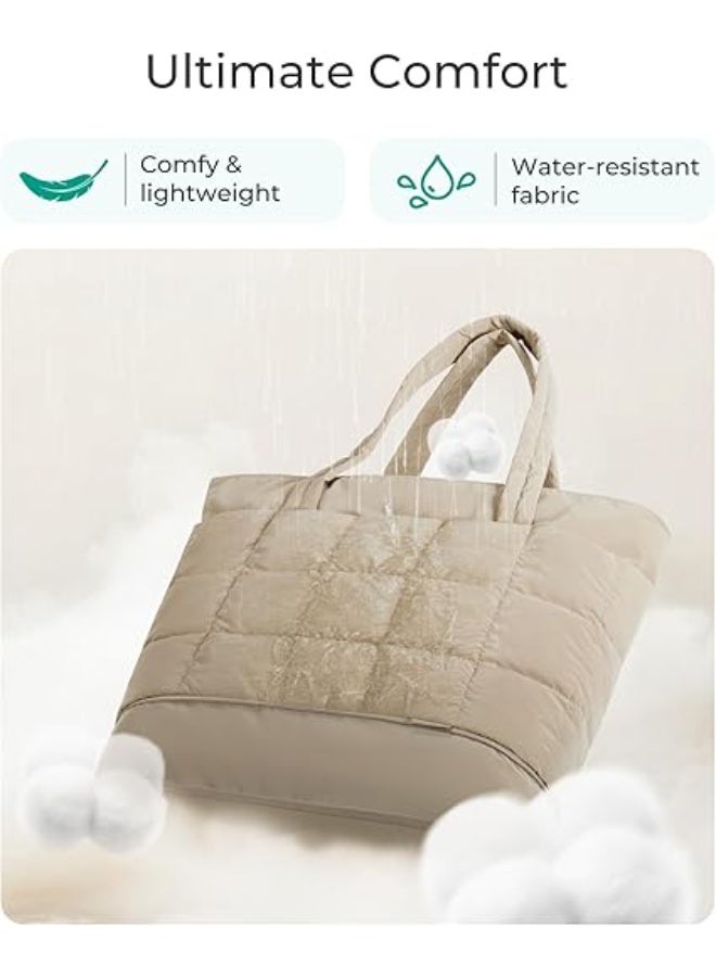 BAGSMART Expandable Tote Bag for Women, Puffer Work Tote Handbag, Quilted Carry-On Travel Gym Bag - Image 3
