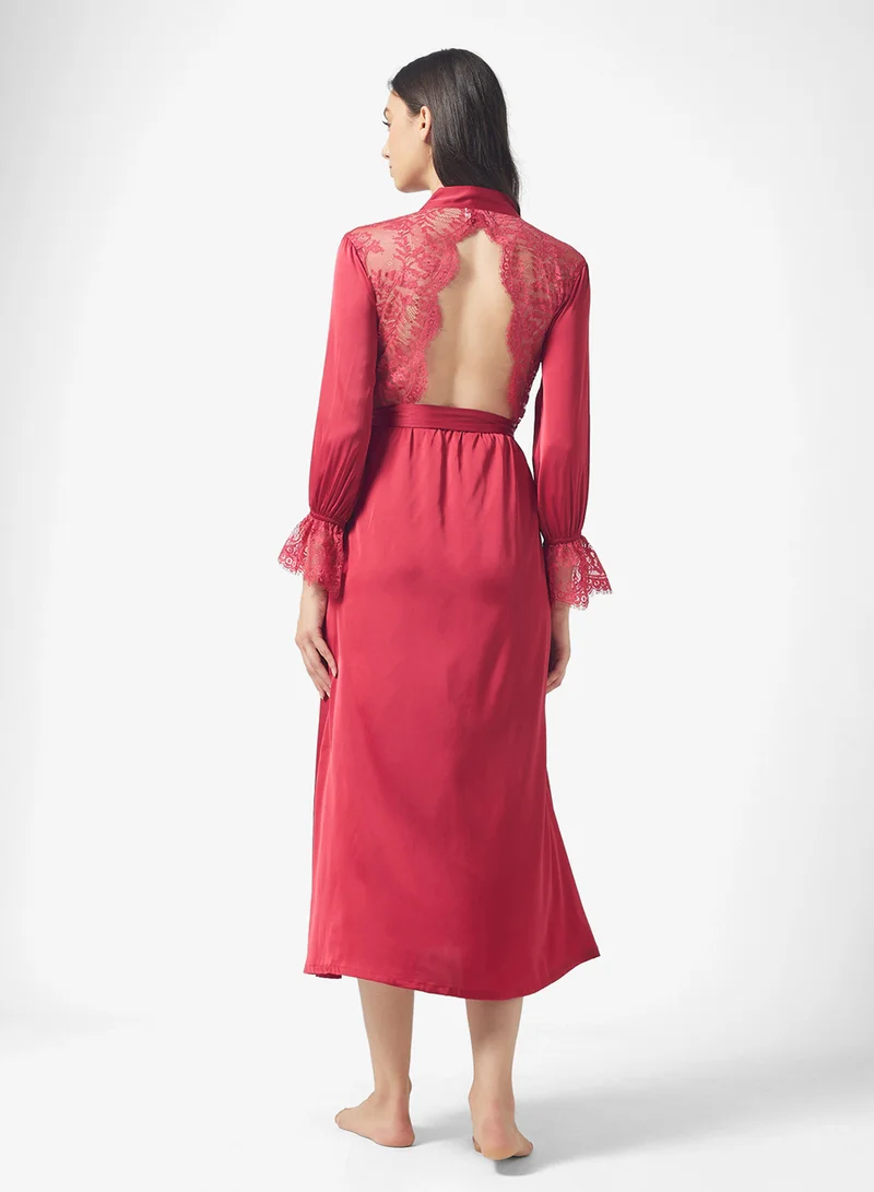 ايلا Robe With Lace Sleeves