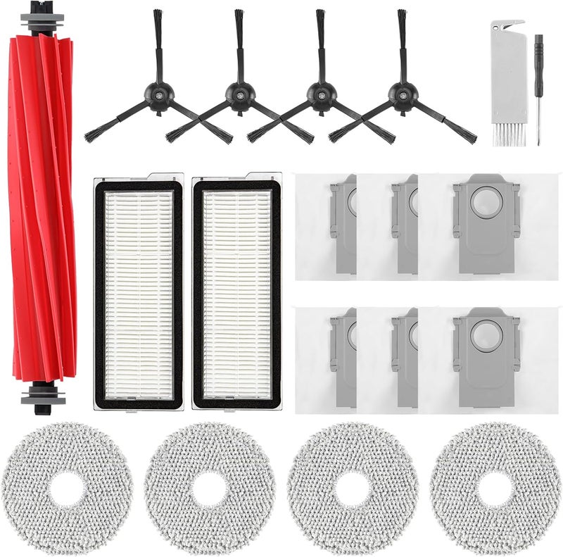 Spofan QrevoS Accessories Replacement for Roborock Q Revo S, Qrevo Pro Set, Qrevo Plus Vacuum Robot, 1 Main Brush, 4 Side Brushes, 2 HEPA Filters, 4 Wipes, 6 Dust Bags, 1 Cleaning Brush - Image 1