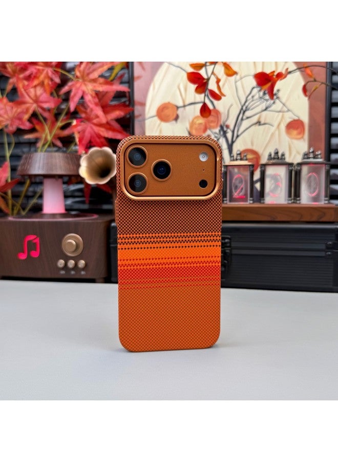 غلاف PC بمقشة ألياف الكربون كيفلر مطبوعة بالماء لـ iPhone 17 Pro Max، كاميرا وأزرار معدنية، غطاء واقي مغناطيسي قوي