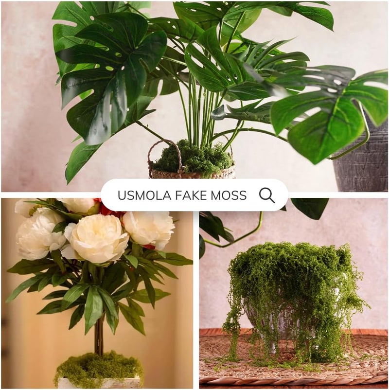 USMOLA طحالب اصطناعية 3.5 أونصة للنباتات الداخلية - طحالب صناعية لمراكز الطاولات، حدائق الجنيات، الأحواض النباتية - عشب اصطناعي واقعي لتزيين حفلات الزفاف والعيد (أخضر طبيعي) - Image 5