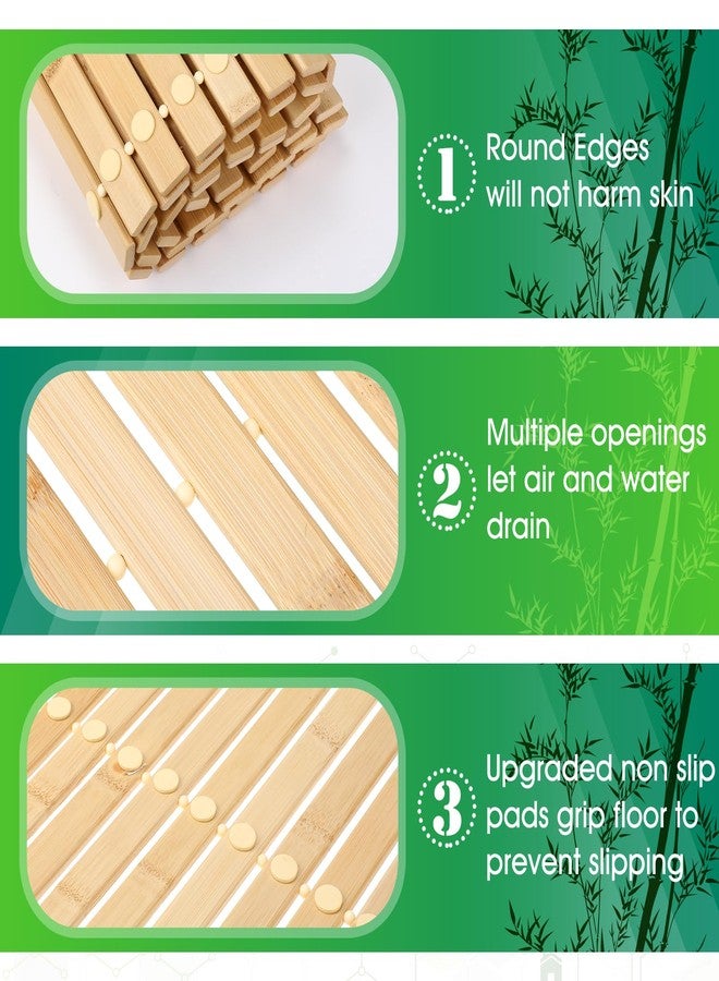 Zoryllic Bamboo Bath Mat Large Long Wood Bath Mat,16x48 Inch Non Slip Bamboo Shower Floor Mat Wooden Bathroom Mat for Bathtub,Spa,Door,Sauna or Outdoor (Natural Slat) - Image 3