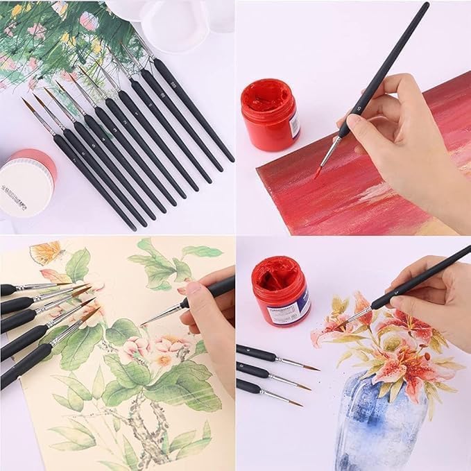 Kauldvishe 11 Pcs Paint Brush Set | Professional & Artist Brushes for Acrylic, Watercolor, Oil Painting | Fine Detail & Broad Strokes | Art Supplies for Kids & Adults - Image 5