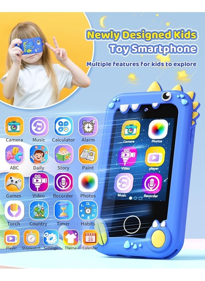 Kikapabi - Kids Toy Smartphone, Gifts and Toys for Boys Ages 3-8 Years Old, Fake Play Toy Phone with Music Player Dual Camera Puzzle Games 8GB SD Card Touchscreen, Birthday, Kids Trip Activities - Image 1