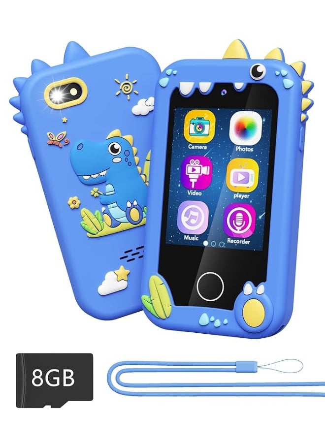 Kikapabi - Kids Toy Smartphone, Gifts and Toys for Boys Ages 3-8 Years Old, Fake Play Toy Phone with Music Player Dual Camera Puzzle Games 8GB SD Card Touchscreen, Birthday, Kids Trip Activities - Image 1