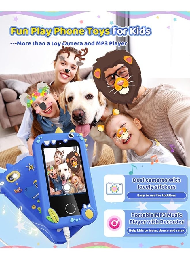 Kikapabi - Kids Toy Smartphone, Gifts and Toys for Boys Ages 3-8 Years Old, Fake Play Toy Phone with Music Player Dual Camera Puzzle Games 8GB SD Card Touchscreen, Birthday, Kids Trip Activities - Image 1