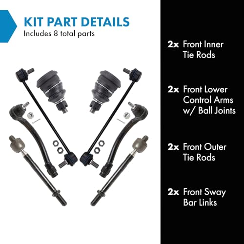 TRQ Front Steering & Suspension Kit Ball Joint Sway Bar Stabilizer Link Tie Rod Compatible with 2011-2016 Hyundai Elantra 2013 Elantra Coupe - Image 2