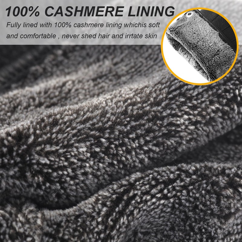 QOF Winter Genuine Leather Gloves for Men, Cashmere Warm Lined Finger Touchscreen Texting Driving Gloves - Image 4