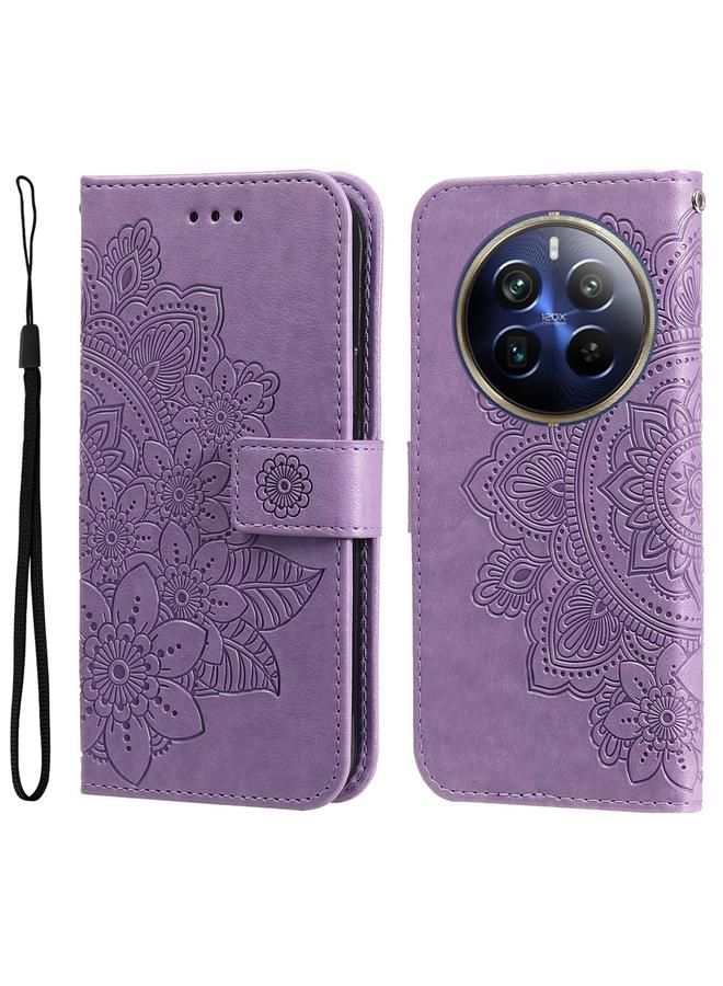 The Bros Case For Realme 13 Pro / 13 Pro+ / P1 Pro Global Seven-petal Flowers Embossing Leather Phone Case
