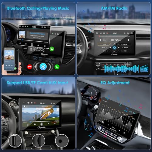 Carpuride Double Din Car Stereo with CarPlay and Android Auto Car Radio 10.1" HD Floating Touchscreen Car Audio Receivers with Bluetooth, EQ Subwoofer, Mirror Link, SWC, Backup Camera,AUX, AM/FM Radio - Image 4