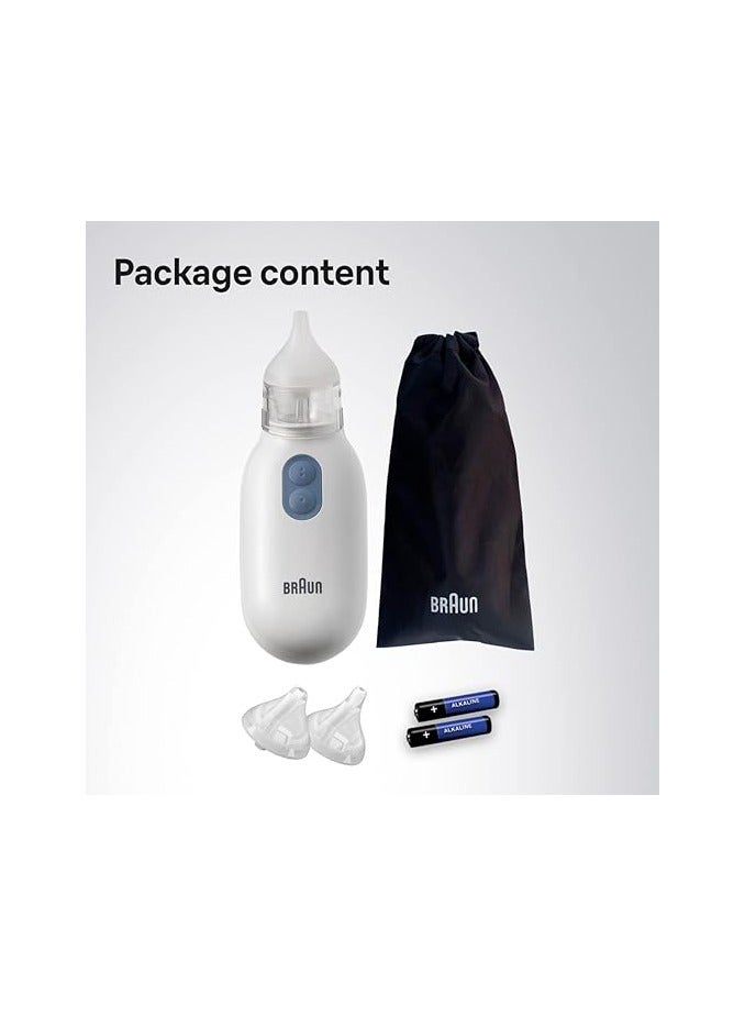 براون شفاط الأنف الكهربائي من براون - مزيل للمخاط، تخفيف انسداد الأنف للمواليد الجدد والرضع والأطفال الصغار، قوة شفط كهربائية، مستويان للشفط، حجمان لطرف الأنف، آمن للغسل في غسالة الأطباق، متوافق مع FSA وHSA - Image 1