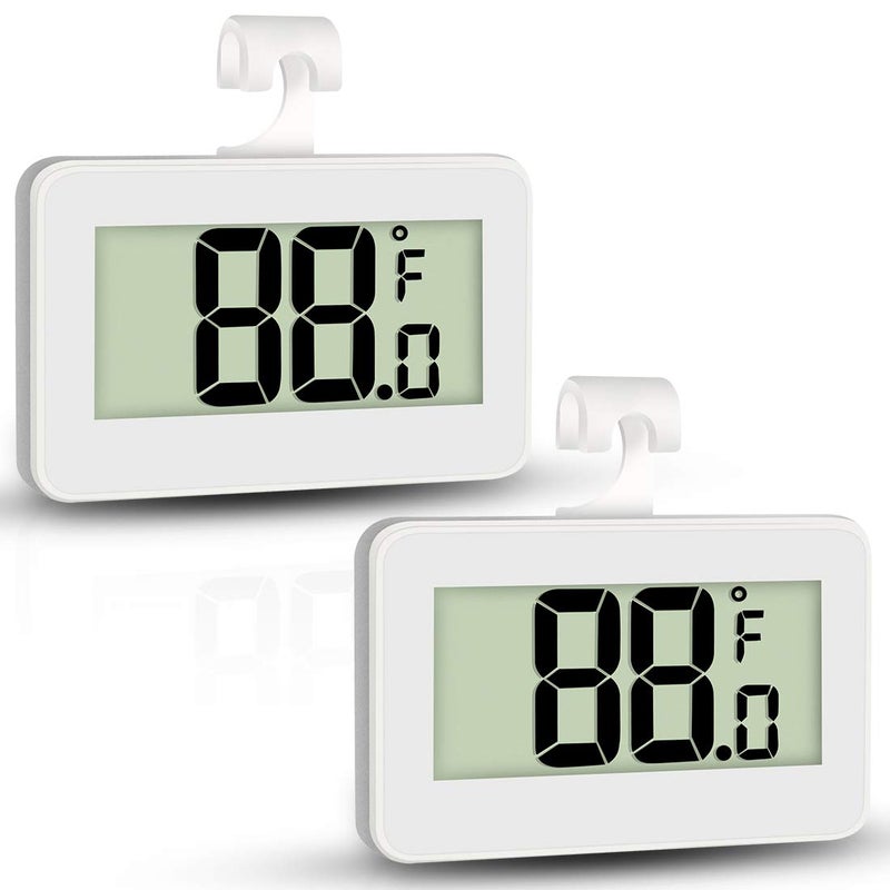 AOVIOANDY Mini Refrigerator Fridge Thermometer, 2 Pack Digital Freezer Thermometer Waterproof Room Thermometer with Hook, Large LCD Display - Image 1