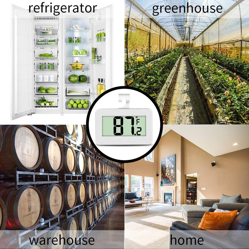 AOVIOANDY Mini Refrigerator Fridge Thermometer, 2 Pack Digital Freezer Thermometer Waterproof Room Thermometer with Hook, Large LCD Display - Image 5