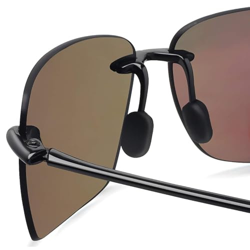 JULI Eyewear JULI Sports Sunglasses for Men Women TR90 Rimless Frame for Running Fishing Golf Surf Driving 8009 (Glossy Black/Blue) - Image 5