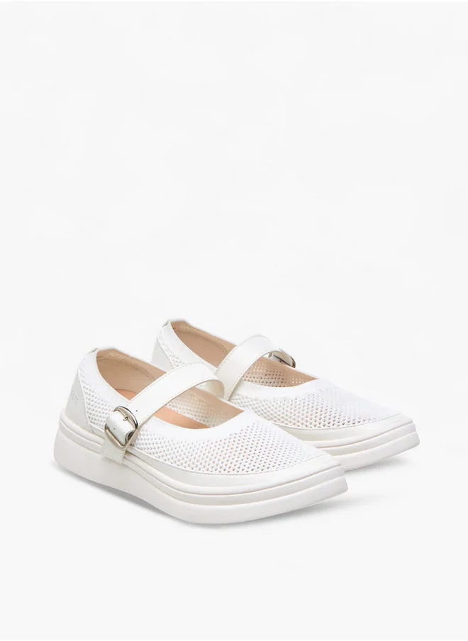 Celeste Women's Textured Sneakers with Buckle Closure - LS24040569