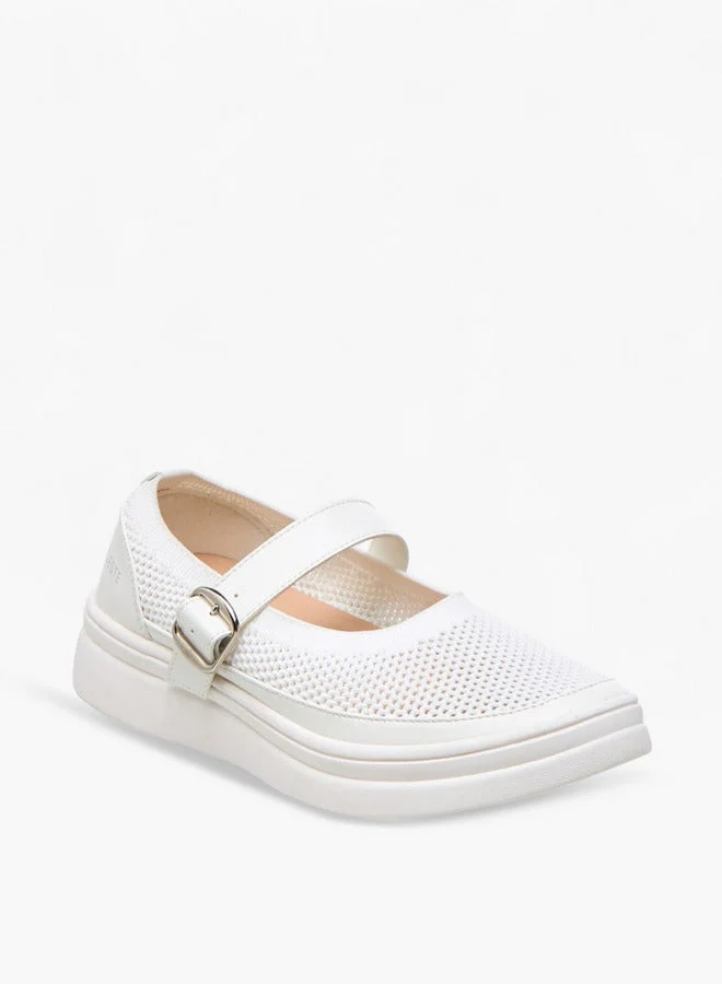 Celeste Women's Textured Sneakers with Buckle Closure - LS24040569