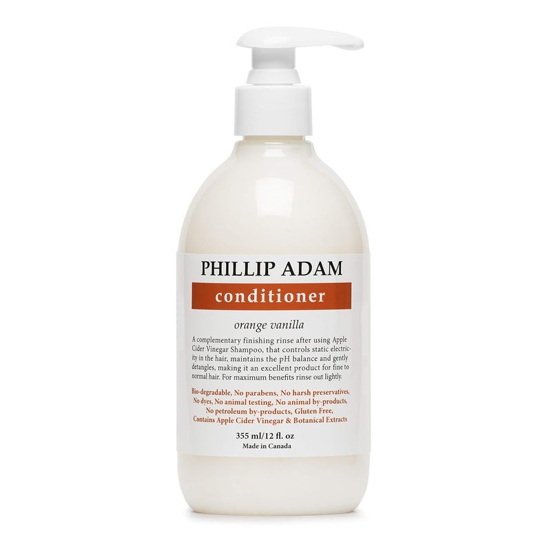 Phillip Adam Orange Vanilla Conditioner for Smooth and Shiny Hair - No Harsh Chemicals - Safe for Color Treated Hair - Delicious Natural Scent - 12 Ounce