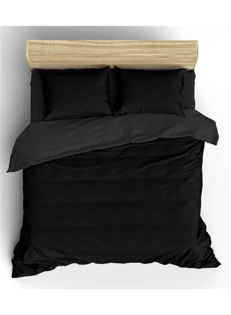 Luxury Black Cotton Duvet Cover Set 3 Pieces – Size 180×220 cm, Soft & Breathable, Wrinkle Resistant, All Season Bedding - Image 2
