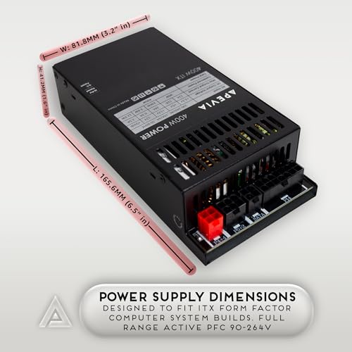 Apevia ITX-PFC400W Mini ITX/Flex ATX / 1U 400W Fully Modular Power Supply, Full Range Active PFC 90-264V, AC for POS AIO System Desktop Gaming Server Small Form Factor (Flex ITX) Computer PSU - Image 3