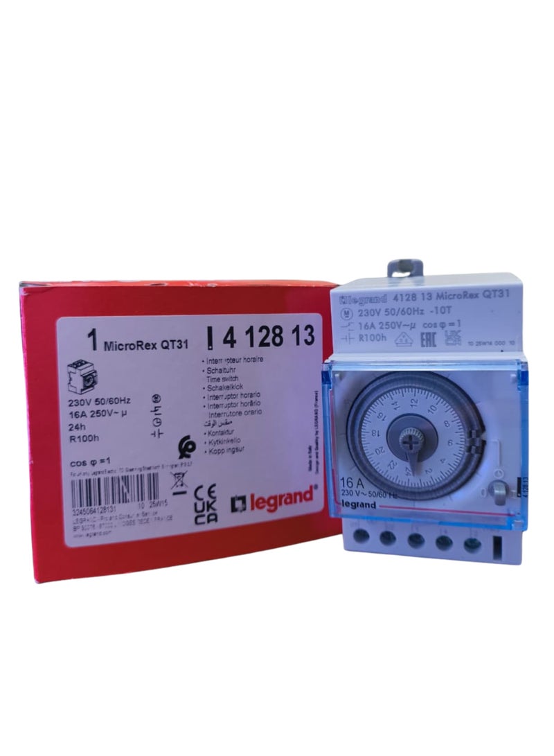 Legrand MicroRex QT31 4 128 13 230v 50/60Hz 16A 250V 24H r100h Time Switch - Image 1