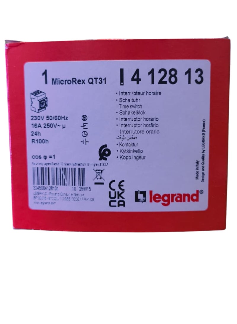 Legrand MicroRex QT31 4 128 13 230v 50/60Hz 16A 250V 24H r100h Time Switch - Image 3