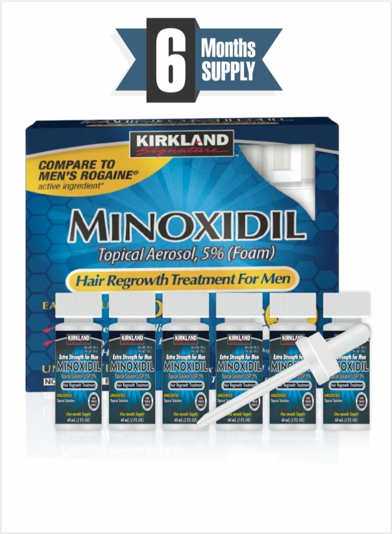 Kirkland Signature Minoxidil Hair Growth Solution USP 5%: Proven Solution for Men Pack of 6 