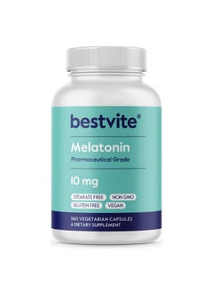 BESTVITE BESTVITE Melatonin 10 mg - 360 Veg Caps - No Stearates - No Sucralose, No Dextrose, No Silicon Dioxide, No Mannitol - Vegan - Non-GMO - Gluten-Free - Sleep Aid to Support Rest & Wake Cycles  - Image 1