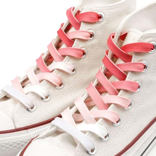 DANHUA Colorful Flat Shoe Laces: 2 Pair 35Inch Gradient Red Printed Shoelaces for Sneakers - Image 3