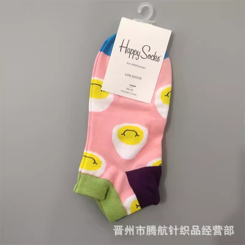 Spring and summer socks happy socks boat socks low-cut shallow socks combed cotton sweat absorbent breathable hi leather short tide socks - Image 4