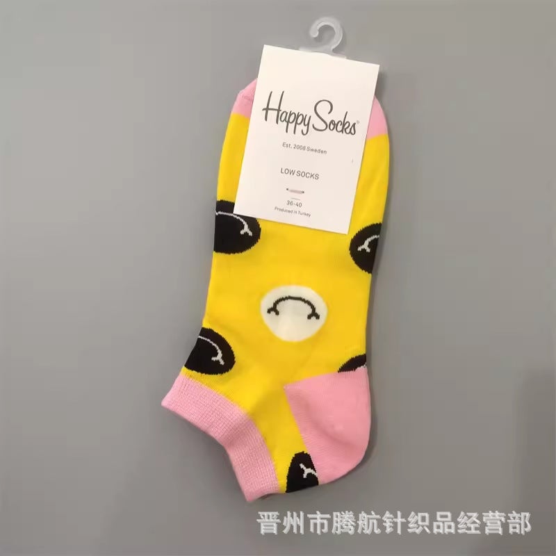 Spring and summer socks happy socks boat socks low-cut shallow socks combed cotton sweat absorbent breathable hi leather short tide socks - Image 3