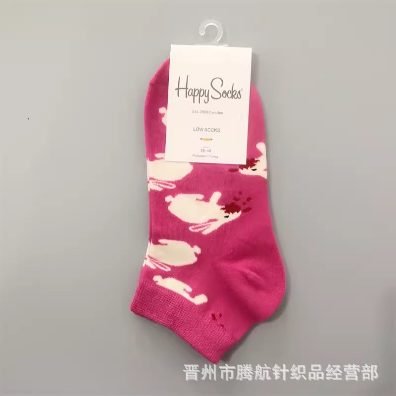 Spring and summer socks happy socks boat socks low-cut shallow socks combed cotton sweat absorbent breathable hi leather short tide socks - Image 5