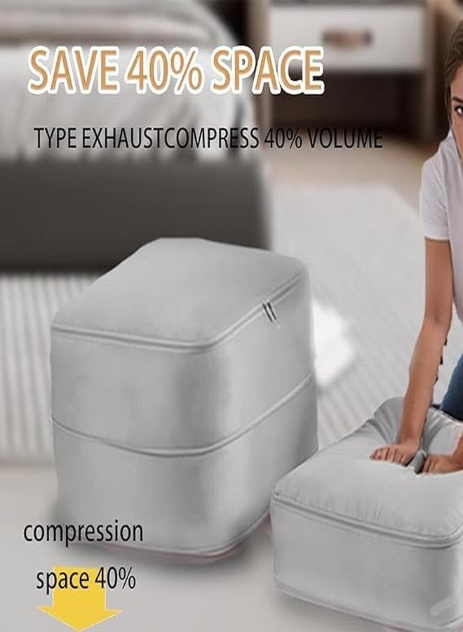 NOBILEA Self Compression Storage Bags with Zipper, Large Grey) - Heavy Duty Fabric Space Saver for Blankets, Comforters & Clothes - No Vacuum Needed, Foldable & Reusable for Home & Dorm Organization - Image 2