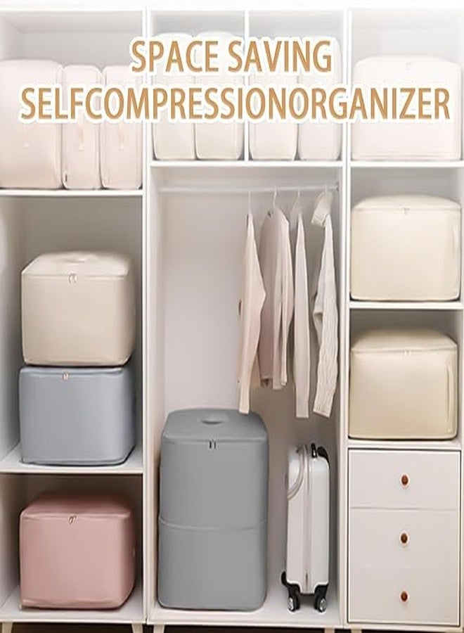 NOBILEA Self Compression Storage Bags with Zipper, Large Grey) - Heavy Duty Fabric Space Saver for Blankets, Comforters & Clothes - No Vacuum Needed, Foldable & Reusable for Home & Dorm Organization - Image 4