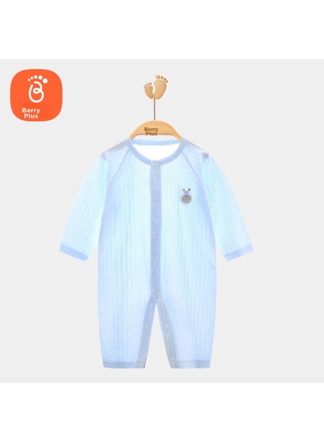 Babyprints Babyprints Baby Romper, Pure Cotton Infant Onesie, Children's Pajamas, All-season Underwear, Long-sleeve Thin Bodysuit, Blue, Size 80  - Image 1