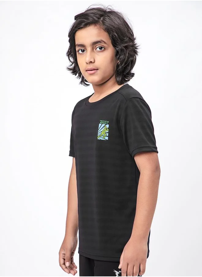 Technosport Logo Print Slim Fit T-Shirt by Styli