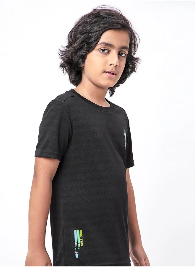 Technosport Logo Print Slim Fit T-Shirt by Styli