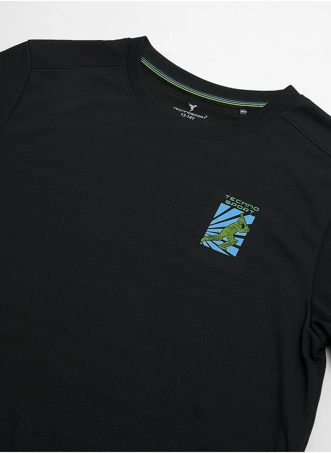 Technosport Logo Print Slim Fit T-Shirt by Styli